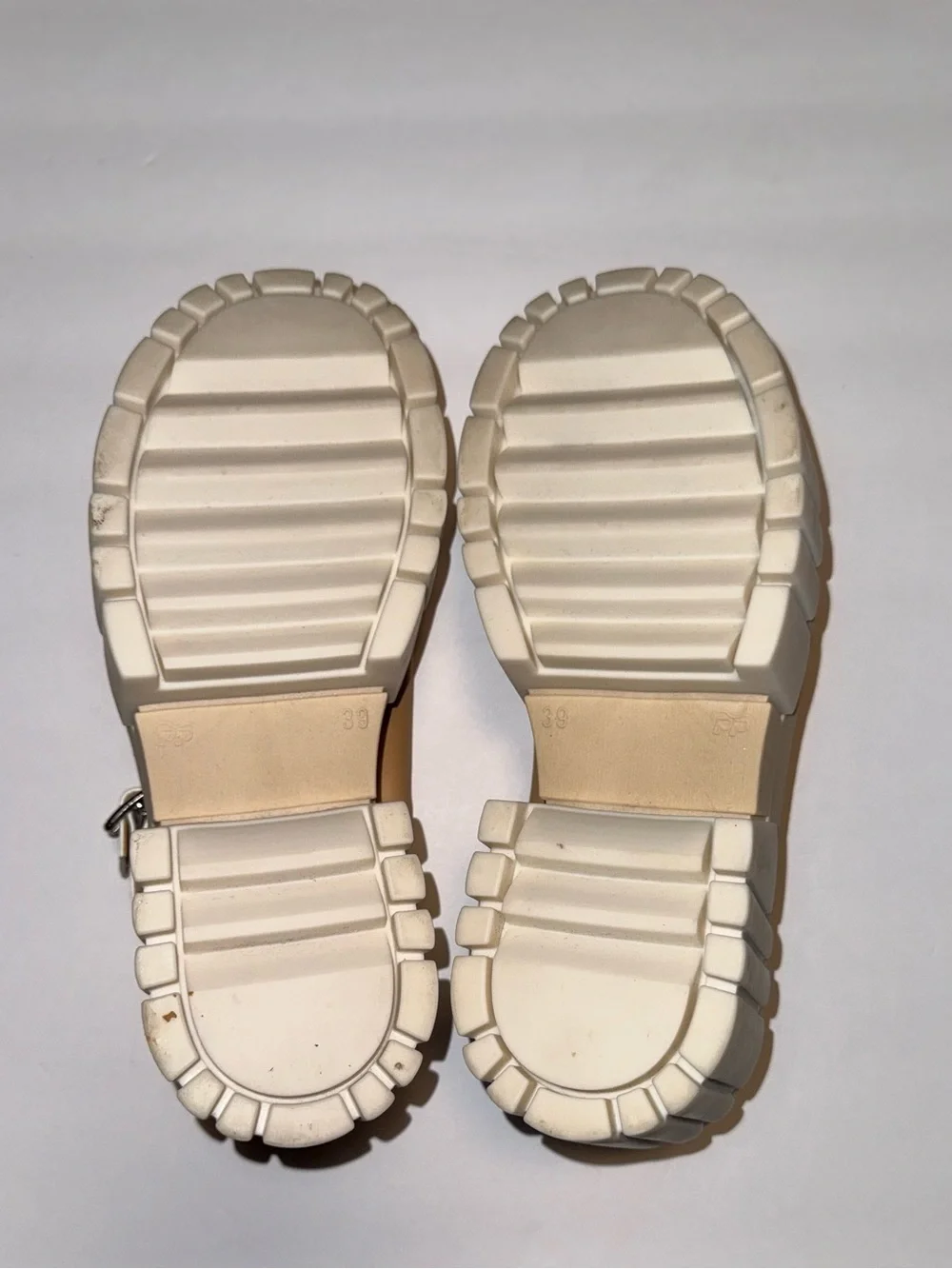 Platform Slingback Sandals in Tan and White
